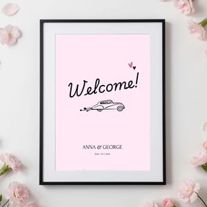 Blush Pink Wedding Welcome Sign Template | Editable in Canva