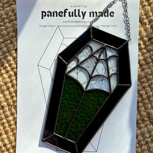 Stained Glass Coffin Pattern SVG PNG PDF | Coffin web Suncatcher Pattern | Spooky Stained Glass Design | Instant Download image 2