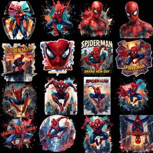 Watercolor Spiderman PNG Bundle, Comic Book Superhero Splash Clipart, Retro Brand New Day PNG, New Movie Superhero Png,New Day Comic Art Png