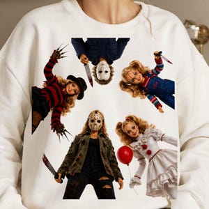 Horror Killer Barbies Dolls PNG, Spooky Fashion Doll Sublimation, Classic Slasher Movie Characters Digital Download, Halloween Shirt File
