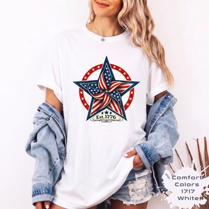 Vintage Patriotic Star Shirt, Est 1776 Americana Tee, Retro USA Flag Pinwheel Shirt,4th July Freedom Shirt,Star 4th of July Gift bild 2