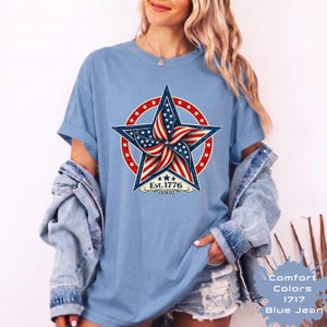 Vintage Patriotic Star Shirt, Est 1776 Americana Tee, Retro USA Flag Pinwheel Shirt,4th July Freedom Shirt,Star 4th of July Gift bild 10