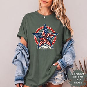 Vintage Patriotic Star Shirt, Est 1776 Americana Tee, Retro USA Flag Pinwheel Shirt,4th July Freedom Shirt,Star 4th of July Gift bild 8
