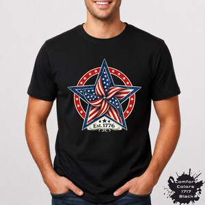 Vintage Patriotic Star Shirt, Est 1776 Americana Tee, Retro USA Flag Pinwheel Shirt,4th July Freedom Shirt,Star 4th of July Gift bild 9