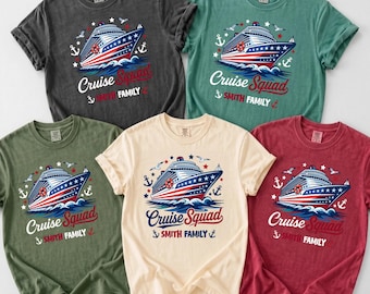 Cruise Squad Smith Family Shirt, Matching Vacation Trip Tee, Patriotic Ship Group Outfit, Personalized Nautical Cruise Gift