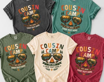 Custom Cousin Camp Shirt 2026,Family Camping Trip Tee,Campfire Sunglasses Shirt,Cousin Crew Outdoor Adventure Gift,Family Camp Outfit
