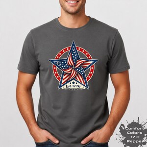 Vintage Patriotic Star Shirt, Est 1776 Americana Tee, Retro USA Flag Pinwheel Shirt,4th July Freedom Shirt,Star 4th of July Gift bild 3