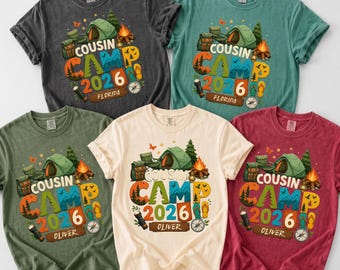 Custom Cousin Camp 2026 Camping Shirt,Personalized Family Camp Reunion Tee,Matching Cousin Crew Vacation Shirt,Family Camping Trip Tee