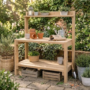 Potting Bench Plans PDF | DIY Wood Gardening Station Build | Outdoor Plant Table | Intermediate Woodworking Plans Digital Download
