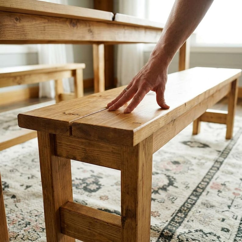 Farm Table Bench Plans PDF | DIY Beginner Farmhouse Dining Bench Build ...