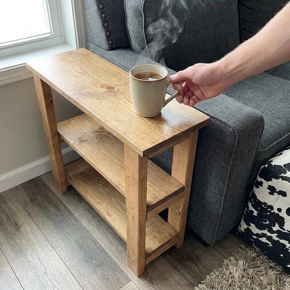 Narrow Side Table Plans PDF | DIY Sofa End Table Build | Super Simple Woodworking Plans | No Pocket Holes | Digital Download