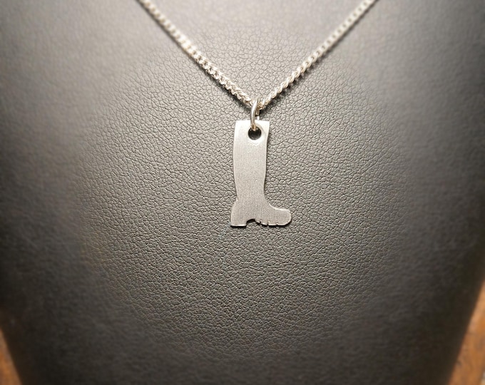 Sterling Silver Welly Boot Pendant, Edinburgh Hallmarked Necklace