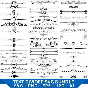 Text Dividers SVG, Text Dividers Cricut, Text Divider Clipart, Flourishes SVG, Wedding Text Dividers Svg, Border Text Dividers SVG