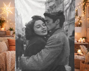 Personalized Photo Blanket, Custom Pet Portrait Fleece, Cozy Anniversary Gift