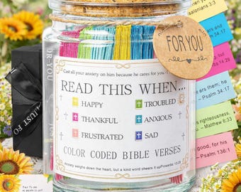 Read Me When Bible Verses Prayer Card Jars For Daily Encouragement, Inspiration Prayers & Reflection, Gifts For Mom, Christians Gift Ideas