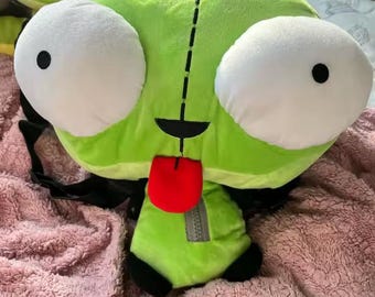 Cute Green Alien Plush Backpack | Soft Cartoon Character Bag | Lightweight Plush Backpack | Kawaii Aesthetic School Bag | Gift for Kids