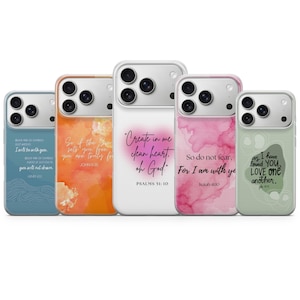 Étui pour téléphone avec verset de la Bible, citation inspirante, pour iPhone 17 Pro Max, 16e, 15, 14, 13 et Samsung S26 Ultra, S25 FE, A57, A56 Pixel 10, 9A