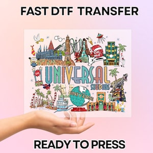 Transferencia DTF de Universal Studios, Epic Universe Listo para Prensa, Universal Orlando Termotransferible DTF, Transferencia térmica de Super Mario, Minion DTF