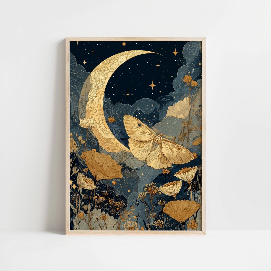 Whimsigoth Wall Art Celestial Moon Moth Print Digital Download - Etsy