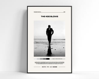 The 400 Blows Movie Poster, Minimalist Poster, Mid Century Modern, Retro Vintage, Wall Art, Home Decor