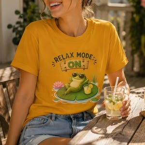 Relax Mode Frog T-Shirt | Cute Summer Vacation Gift | Cottagecore Canva Top