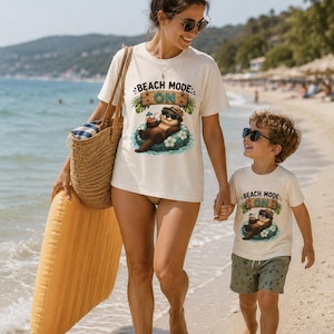 Maglietta in modalità vacanza, maglietta per vacanze tropicali, design con materassino gonfiabile estivo, regalo carino per gli amanti degli animali, abbigliamento estivo unisex da spiaggia