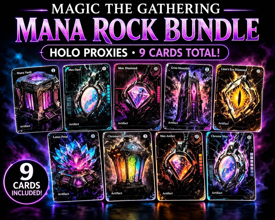 Magic the Gathering Holo Mana Rock Bundle – Proxy Artifact Cards (9 ...