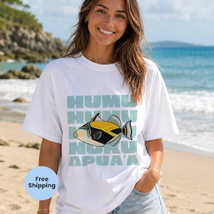Humuhumunukunukuapua'a Tee | Hawaii State Fish | Reef Triggerfish | Respect the Locals | Comfort Colors® Relaxed Fit T-shirt | Linocut Shirt