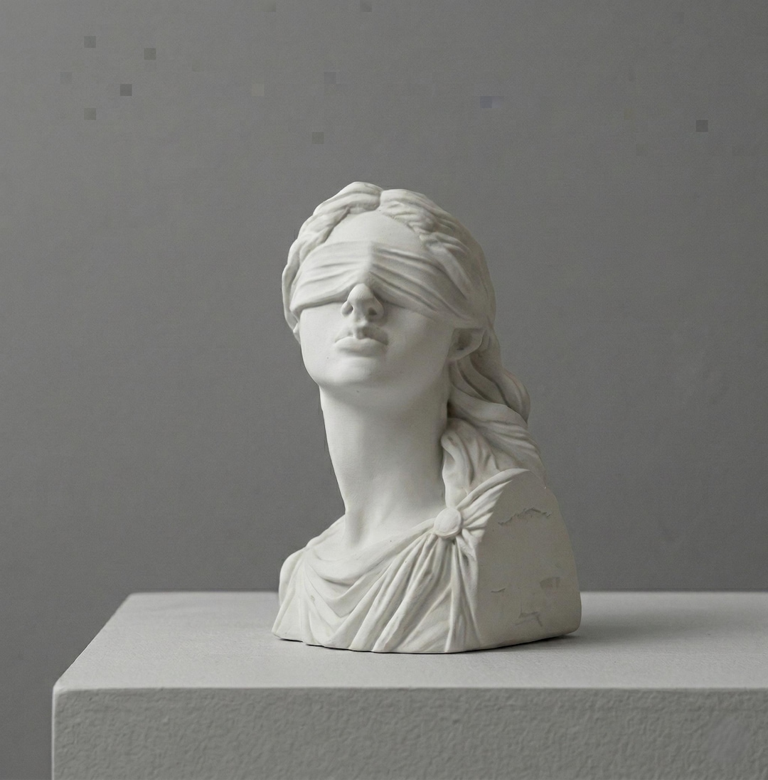 Minimalist Lady Justice Bust Statue | Blindfolded Themis Sculpture ...