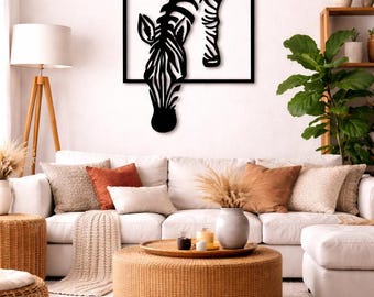 Metal zebra wall art  modern minimalist home decor