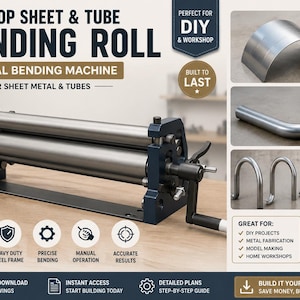 Pode incluir: Máquina manual de enrolamento de chapas e tubos. Máquina de dobragem manual para chapas e tubos. Possui estrutura de aço resistente, dobragem precisa e resultados precisos. Ideal para projetos DIY e fabricação de metal.