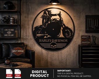 Motorcycle Metal Art DXF File | Biker Garage CNC Wall Decor (Digital Download)
