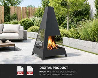 Modern Outdoor Fire Pit DXF & PDF Files | Laser Cut Metal Fire Pit Design | Digital Download