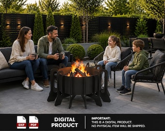 Modern Metal Fire Pit – DXF & PDF Laser Cutting Files | Digital Download