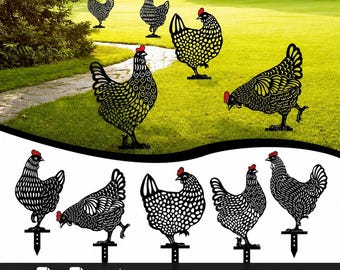 Metal Chicken Garden Stake Files | 5 Designs, 3mm Steel CNC Plasma Cut (Digital Download)