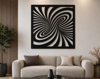 Abstract Optical Metal Wall Art | Modern Geometric CNC Plasma Cutting Design (DXF PDF Files)