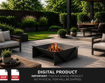 Modern Square Fire Pit Plans – CNC Laser Cut DXF & PDF (Digital Download)