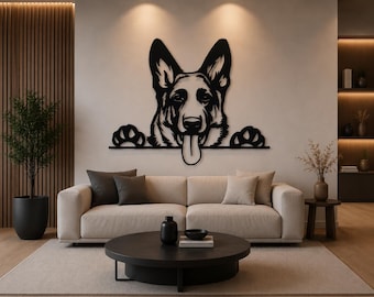 German Shepherd Metal Wall Art | Modern Dog Decor | Laser Cut DXF/PDF Files Download
