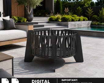 Geometric Fire Pit Design – Modern Metal Cutout Files (DXF, PDF)