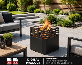 Modern Square Fire Pit Files – Cnc Plasma Laser Cut DXF PDF (Digital Download)