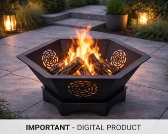 Hexagon Metal Fire Pit: Modern Outdoor Cnc Laser Cut Steel Files (dxf, pdf, step)