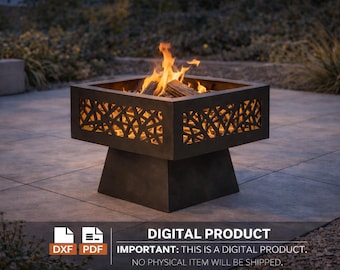 Modern Square Fire Pit – Cnc Cutting Files | Interlocking Design (DXF / PDF / Video)