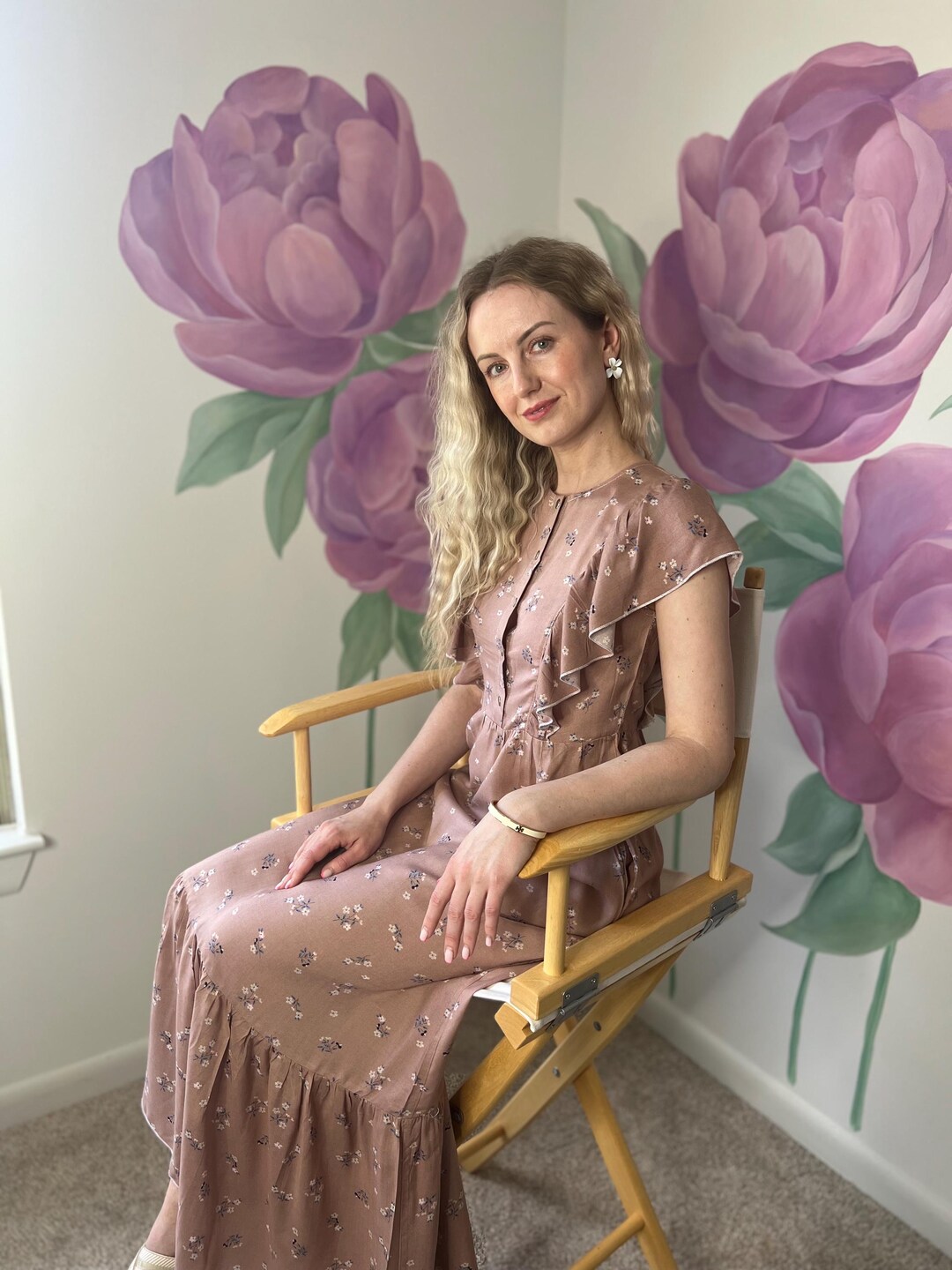 Elegant Floral Maxi Dress, Staple Rayon Fabric, Feminine Silhouette - Etsy