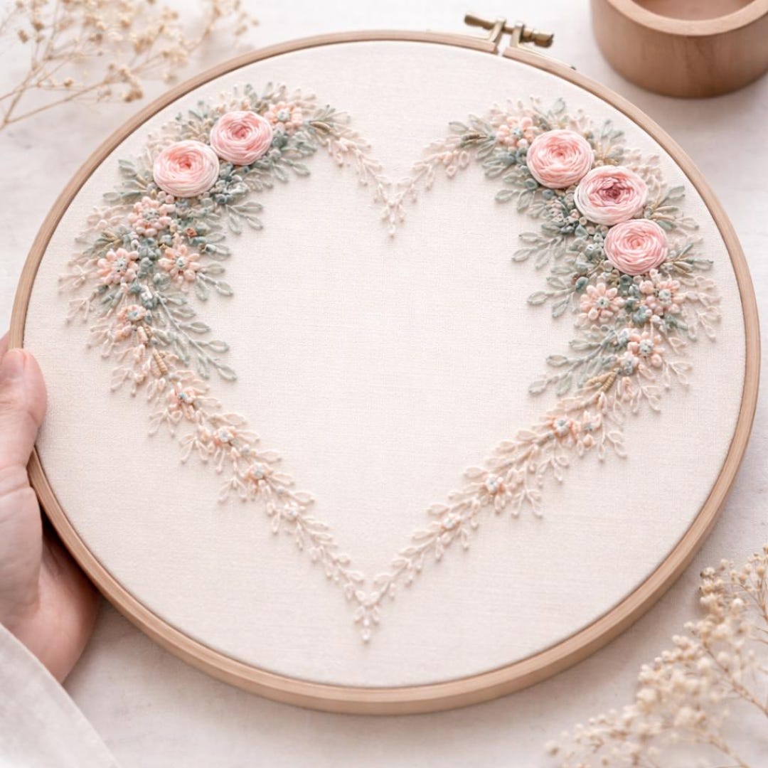 Blooming Floral Heart Hand Embroidery Pattern – Beginner Wedding or ...