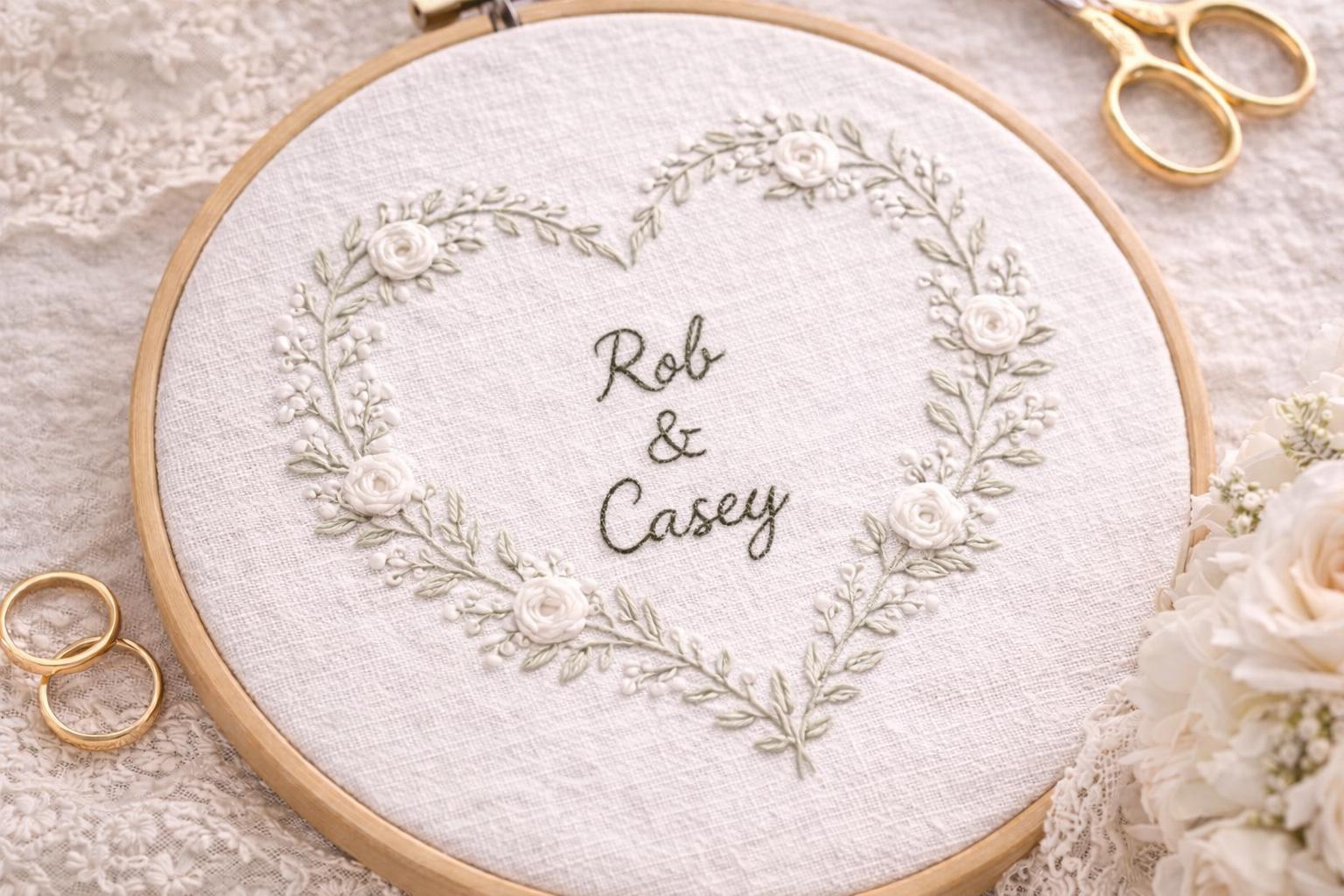 Floral Heart Hand Embroidery Pattern – Beginner Wedding Keepsake (PDF ...