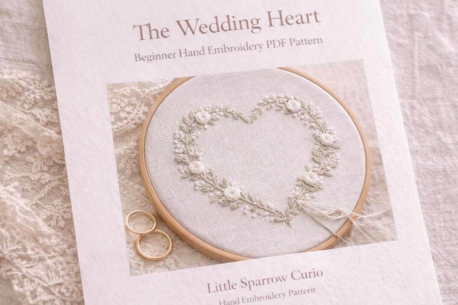 Floral Heart Hand Embroidery Pattern – Beginner Wedding Keepsake (PDF ...