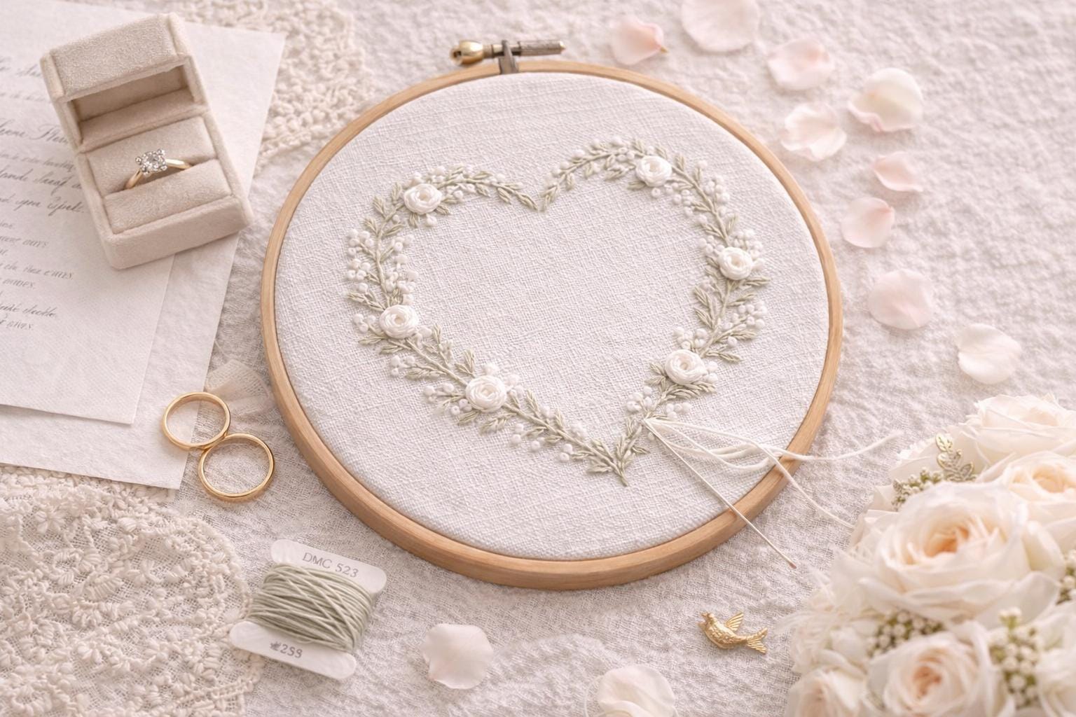 Floral Heart Hand Embroidery Pattern – Beginner Wedding Keepsake (PDF ...