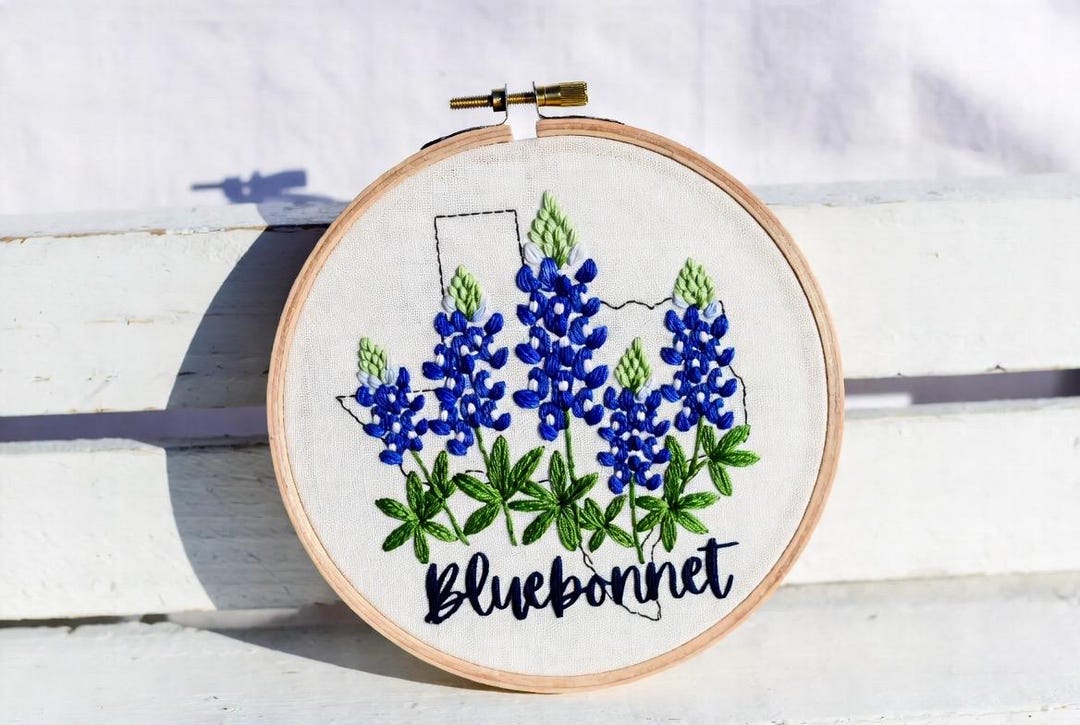Texas Bluebonnet Embroidery Hoop Art | State Flower Wall Decor (digital ...