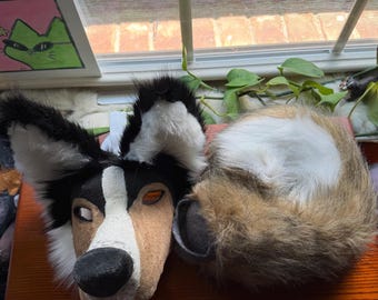 Husky border collie mix tail and mask set!
