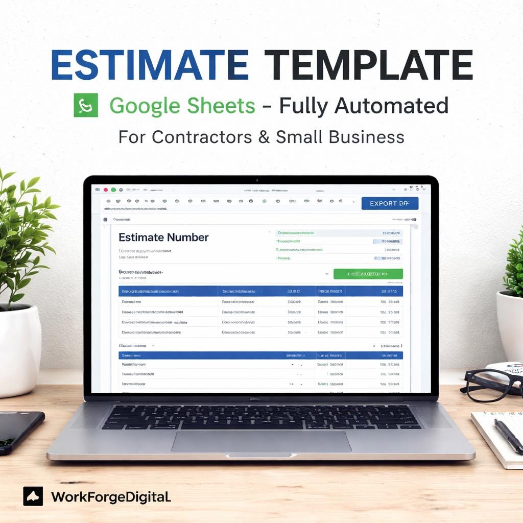 Contractor Estimate Template Google Sheets | Job Quote, Client Tracker ...